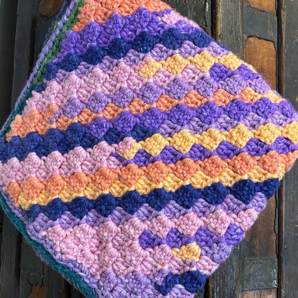 Hand Crafted Multicolor Crochet Blanket